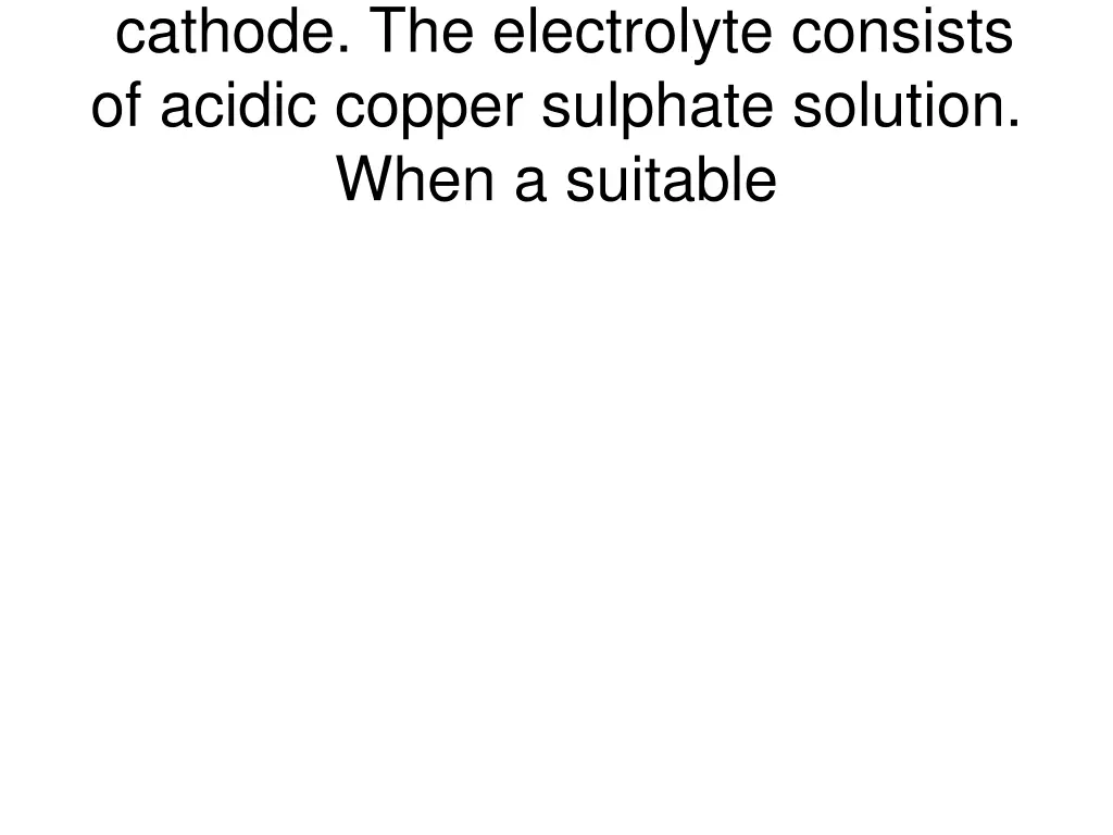 cathode the electrolyte consists of acidic copper