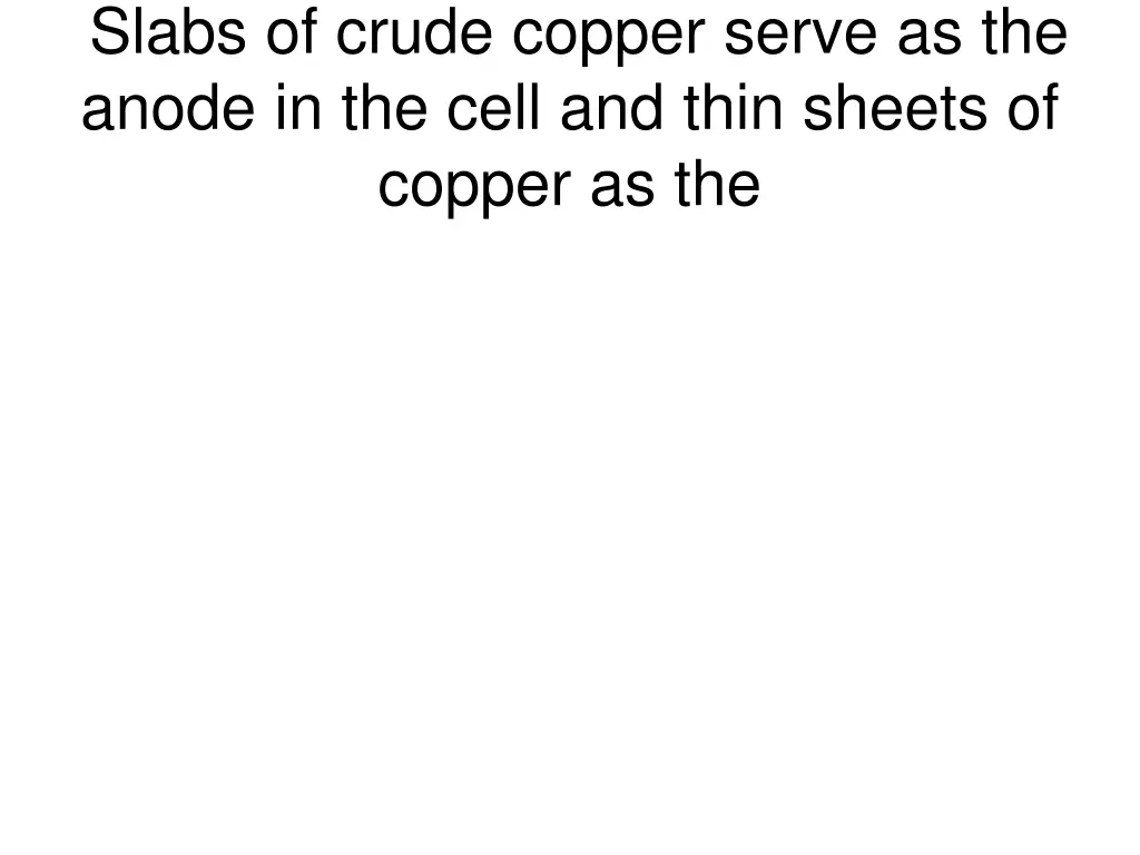 slabs of crude copper serve as the anode