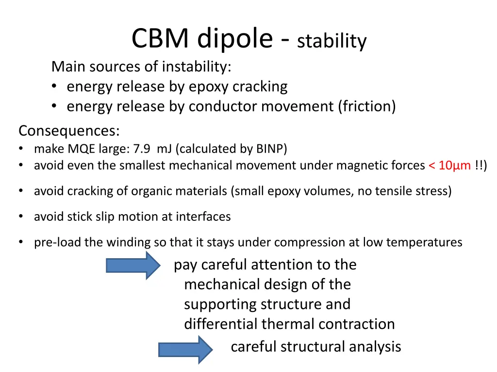 cbm dipole stability main sources of instability