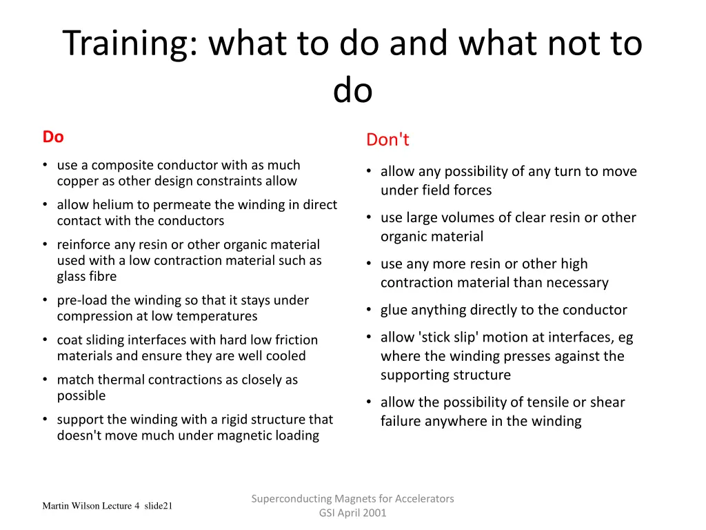 training what to do and what not to do