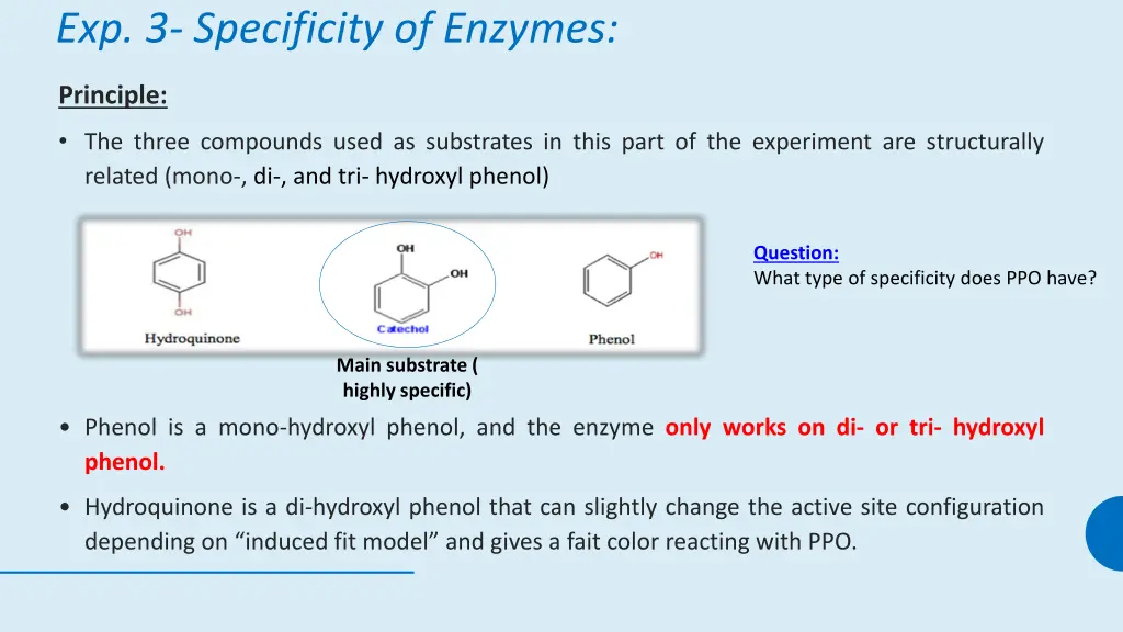 exp 3 specificity of enzymes