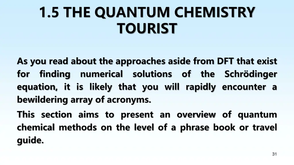 1 5 the quantum chemistry tourist