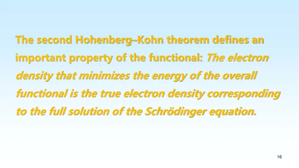 the second hohenberg kohn theorem defines