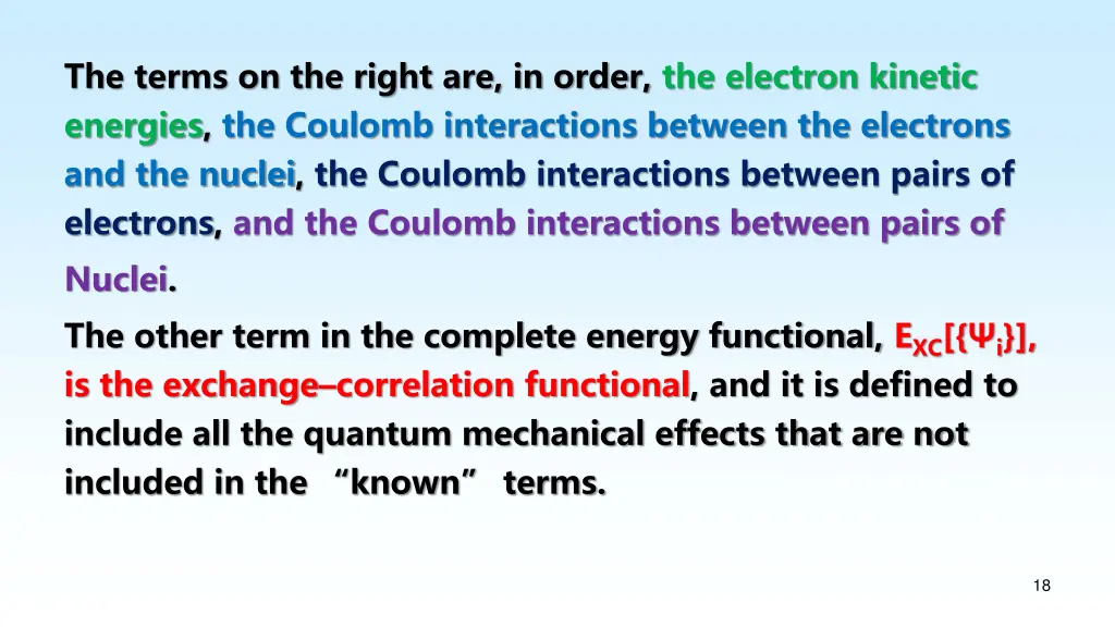 the terms on the right are in order the electron