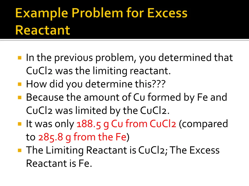 in the previous problem you determined that cucl2