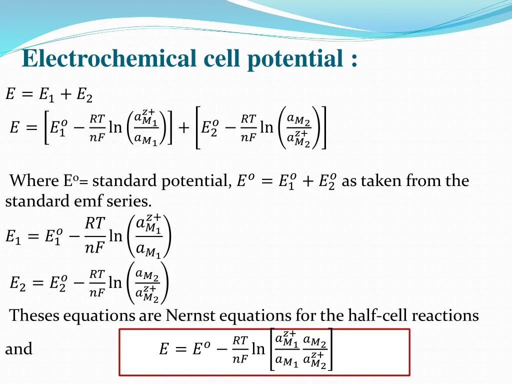 electrochemical cell potential 1