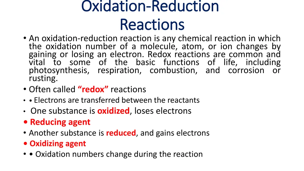 oxidation oxidation reduction reduction reactions