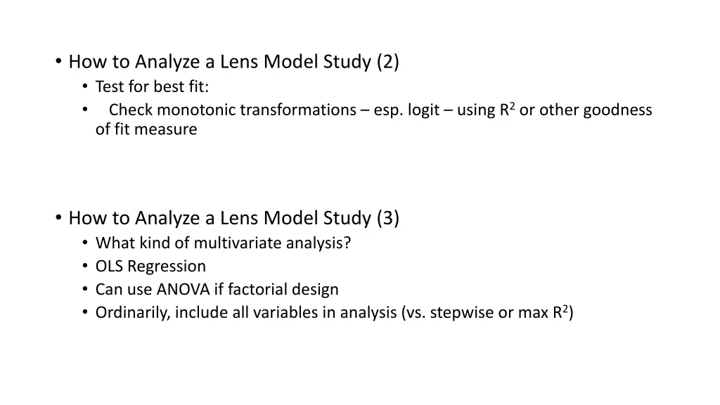 how to analyze a lens model study 2 test for best