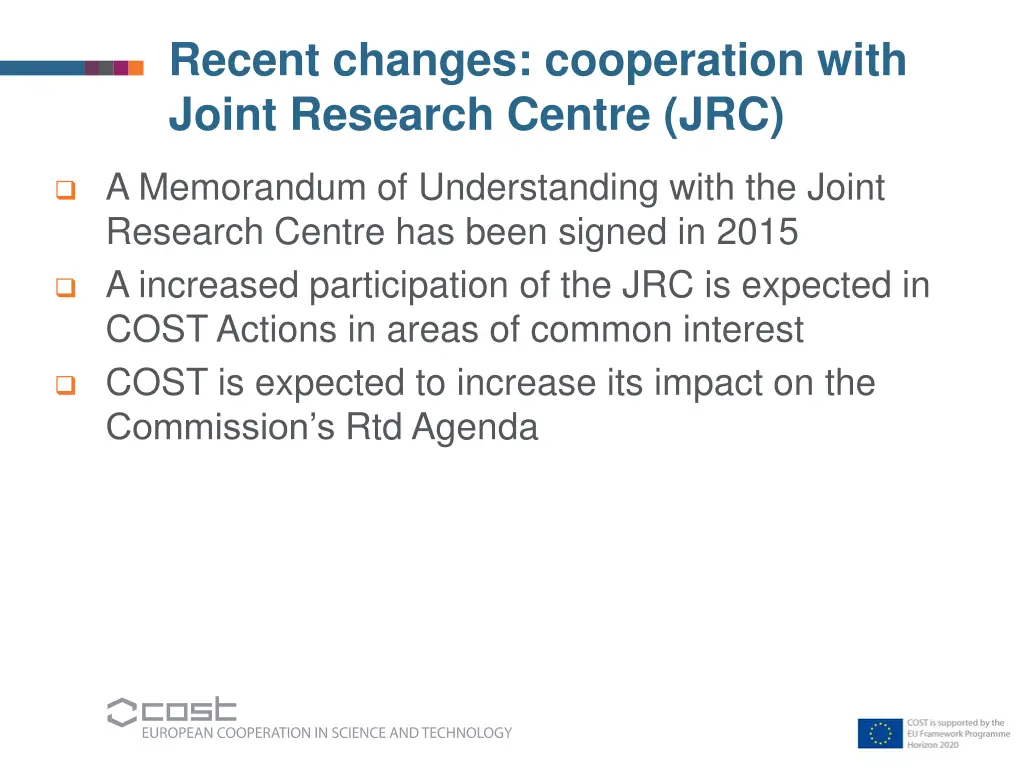 recent changes cooperation with joint research