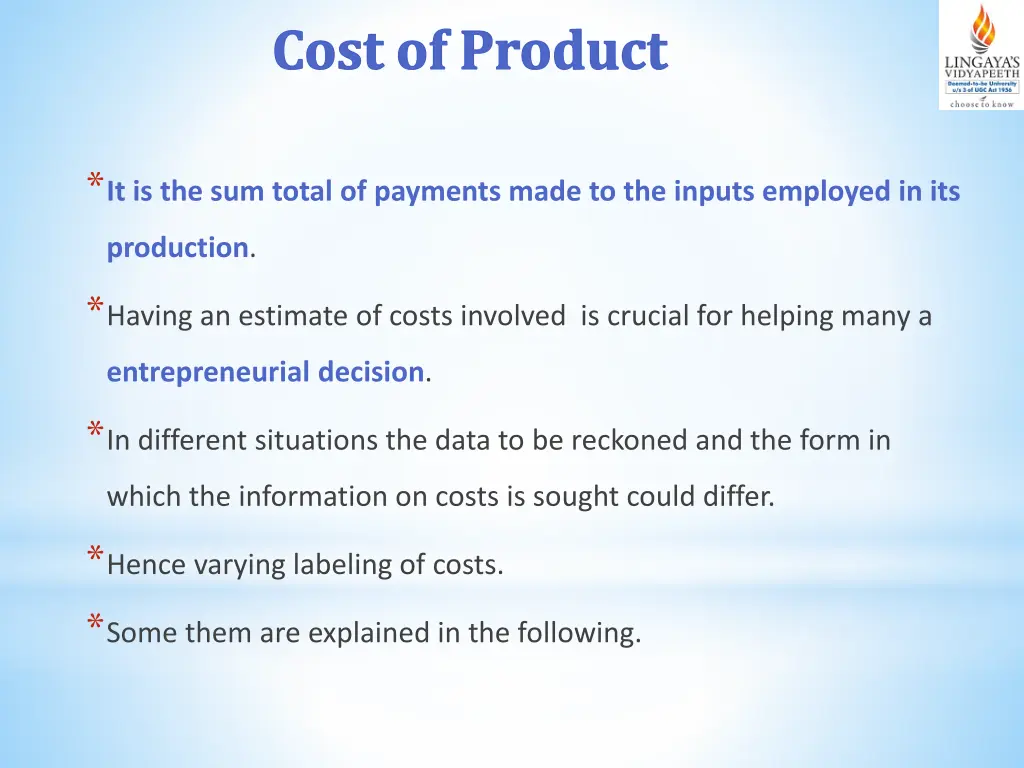 cost of product