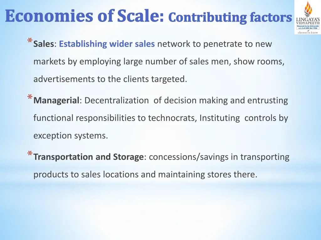 economies of scale contributing factors 1