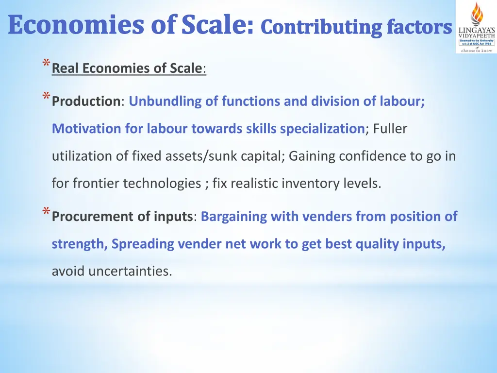 economies of scale contributing factors