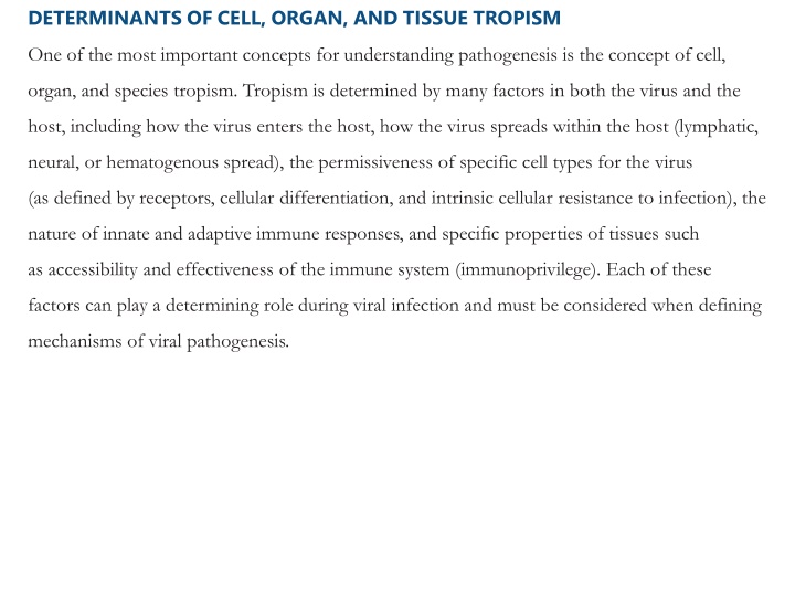 determinants of cell organ and tissue tropism