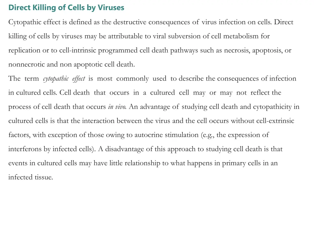 direct killing of cells by viruses