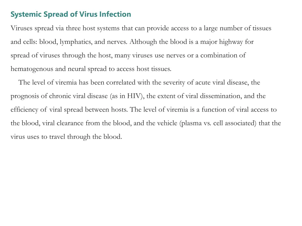 systemic spread of virus infection