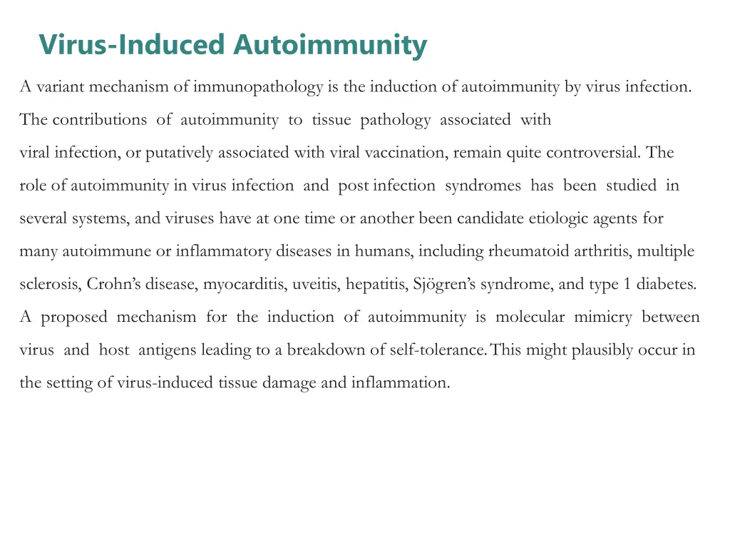 virus induced autoimmunity