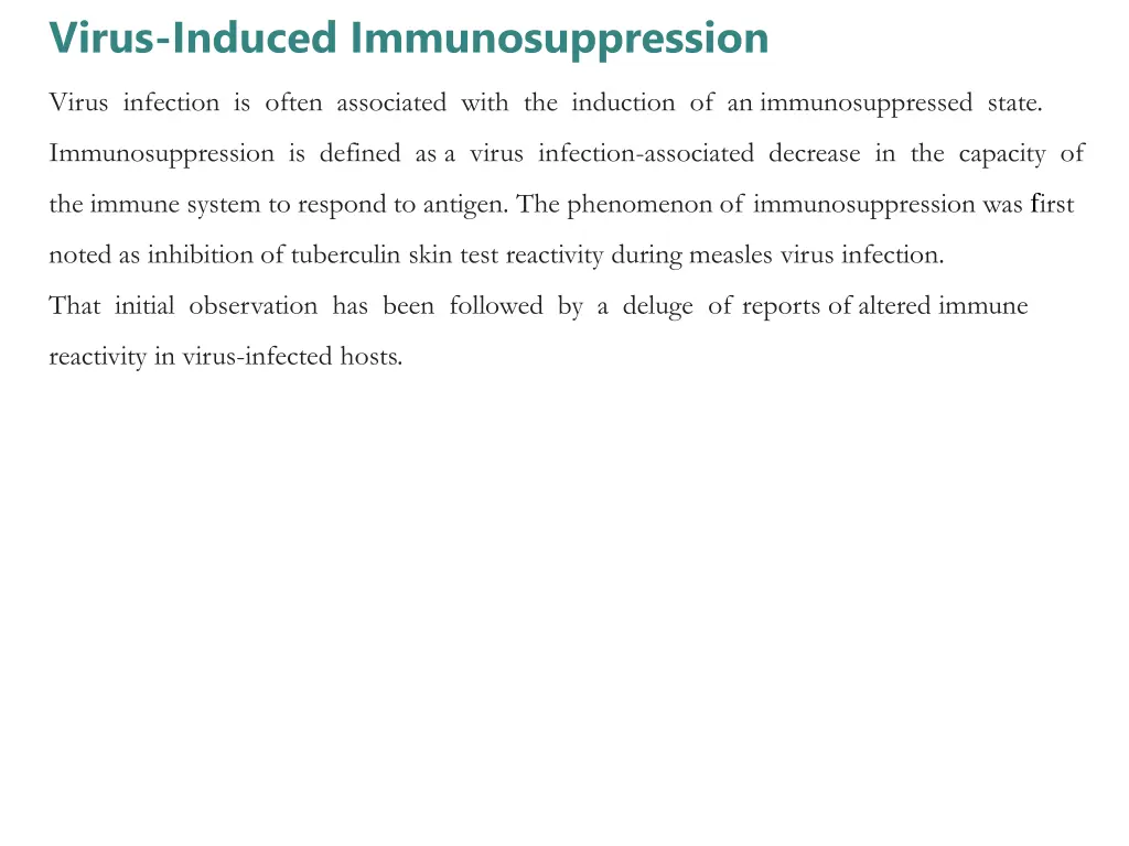 virus induced immunosuppression