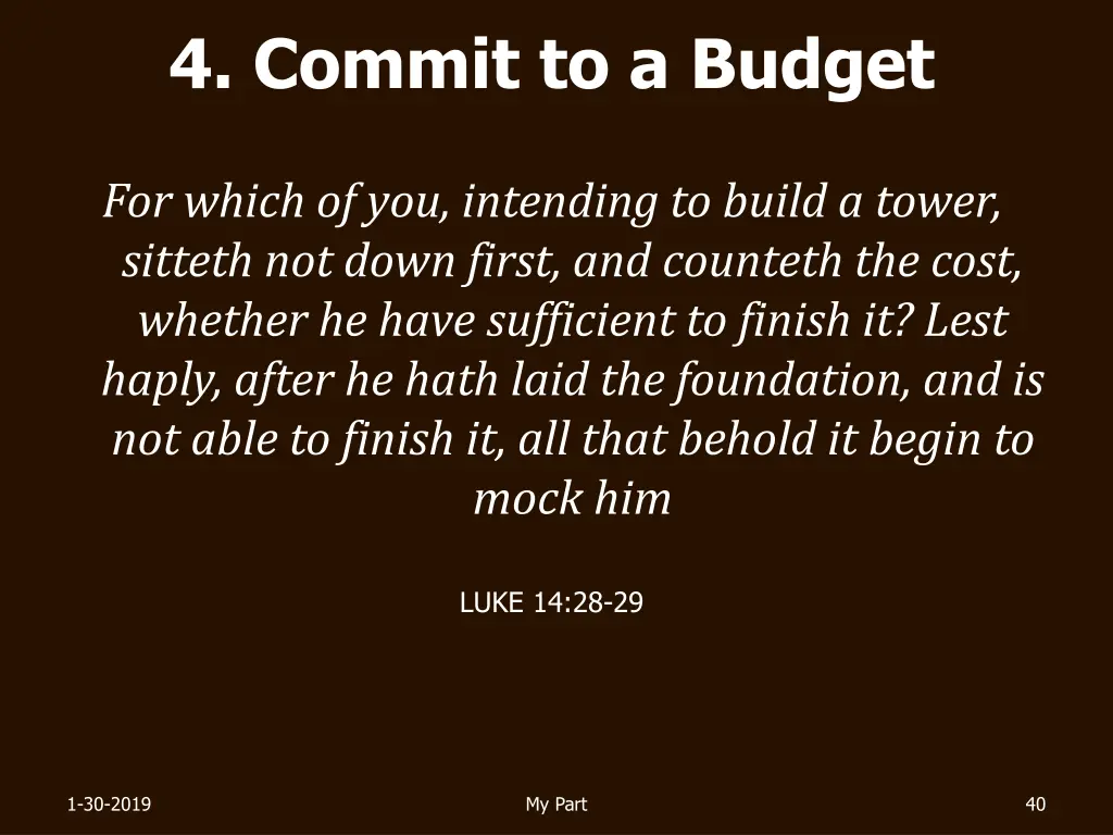 4 commit to a budget