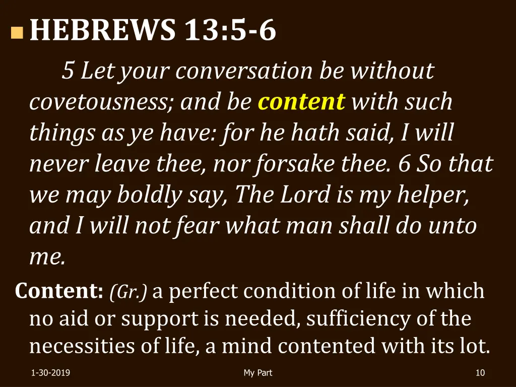 hebrews 13 5 6 5 let your conversation be without 1