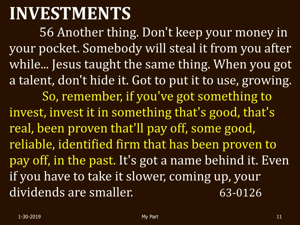 investments 56 another thing don t keep your