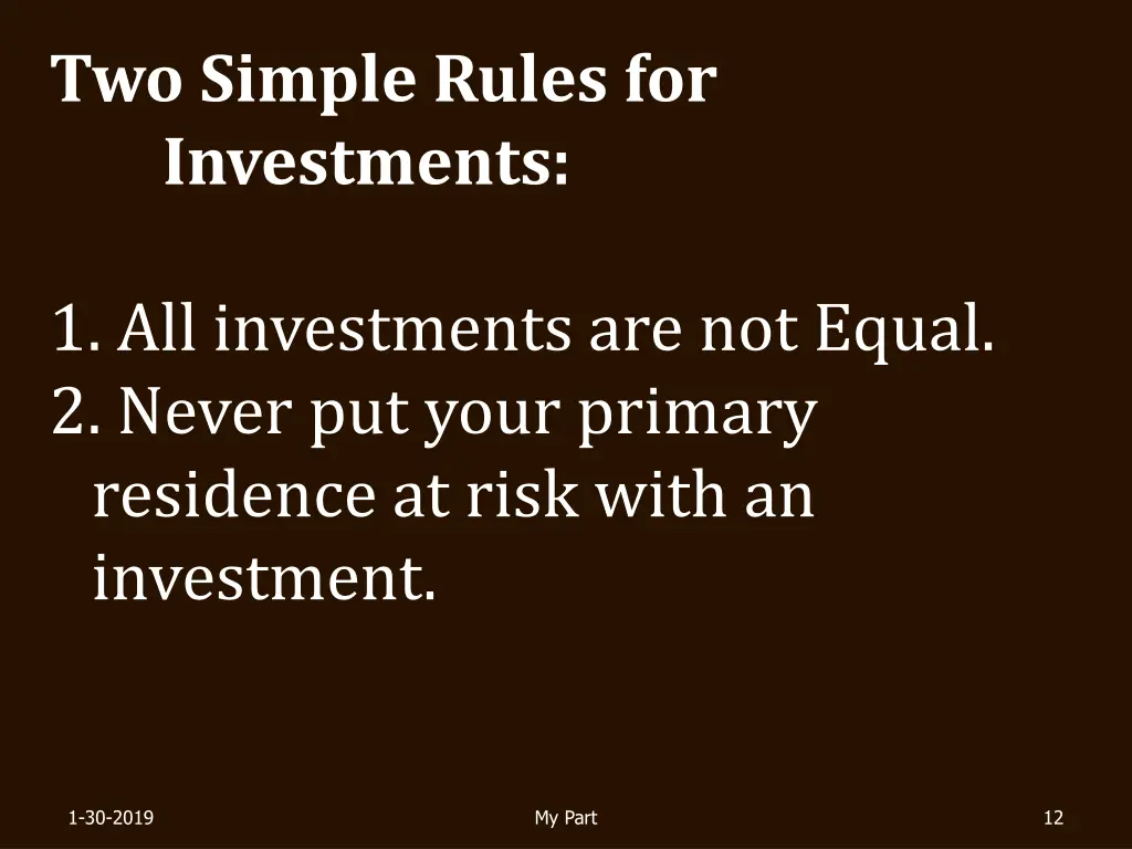 two simple rules for investments