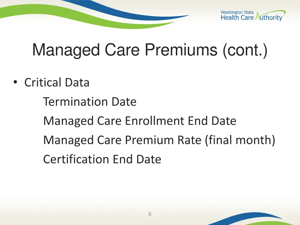 managed care premiums cont