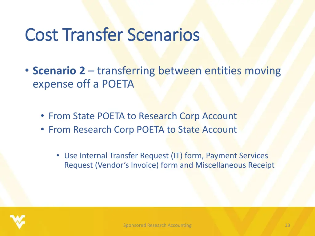 cost transfer scenarios cost transfer scenarios 1