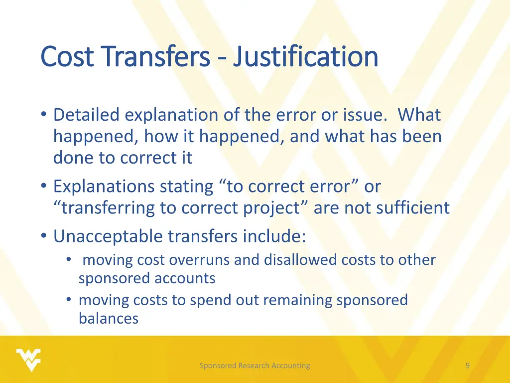 cost transfers cost transfers justification