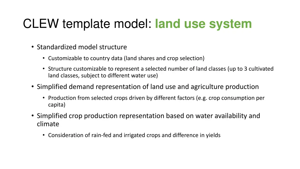 clew template model land use system