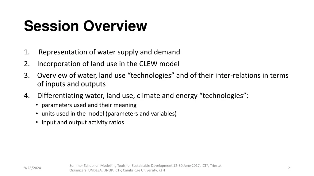 session overview