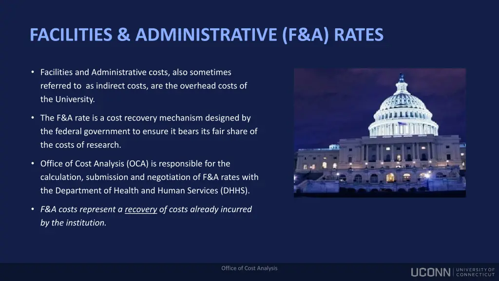 facilities administrative f a rates 1