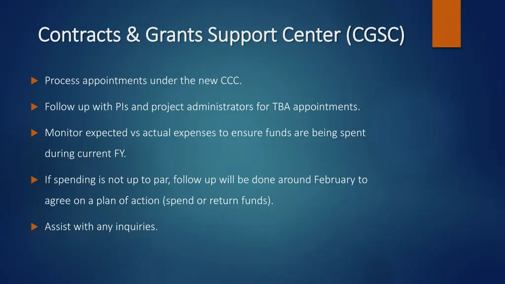 contracts grants support center cgsc contracts