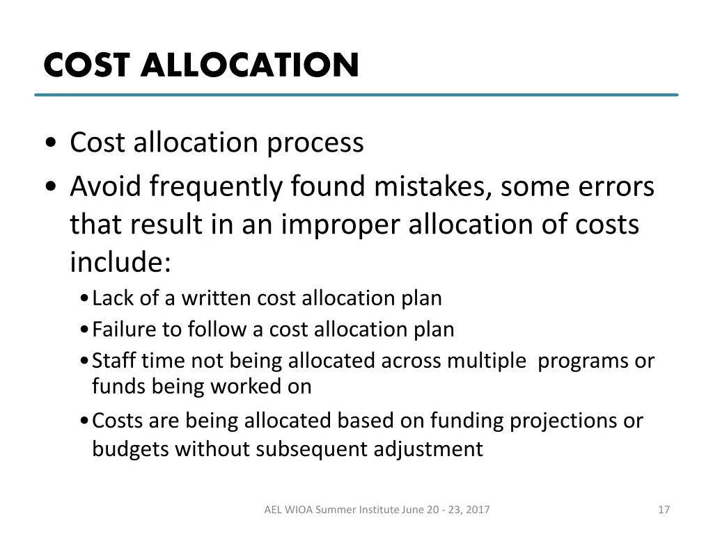 cost allocation 1