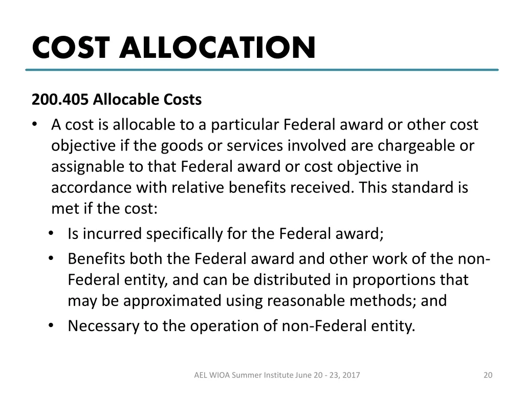 cost allocation 2