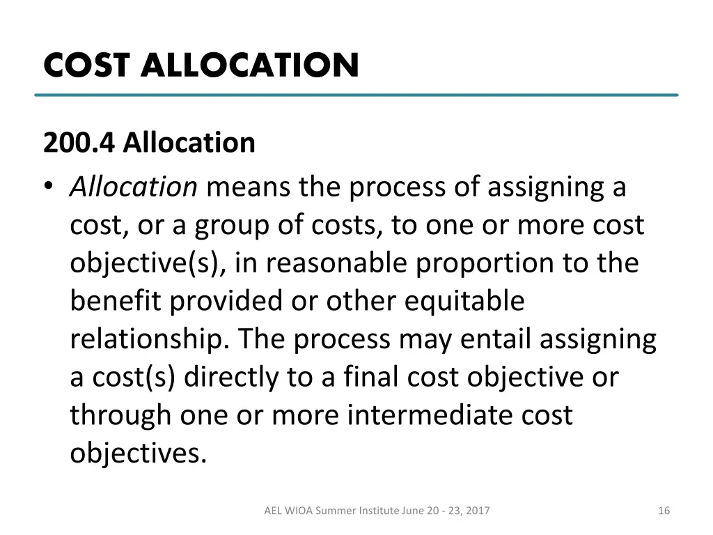 cost allocation