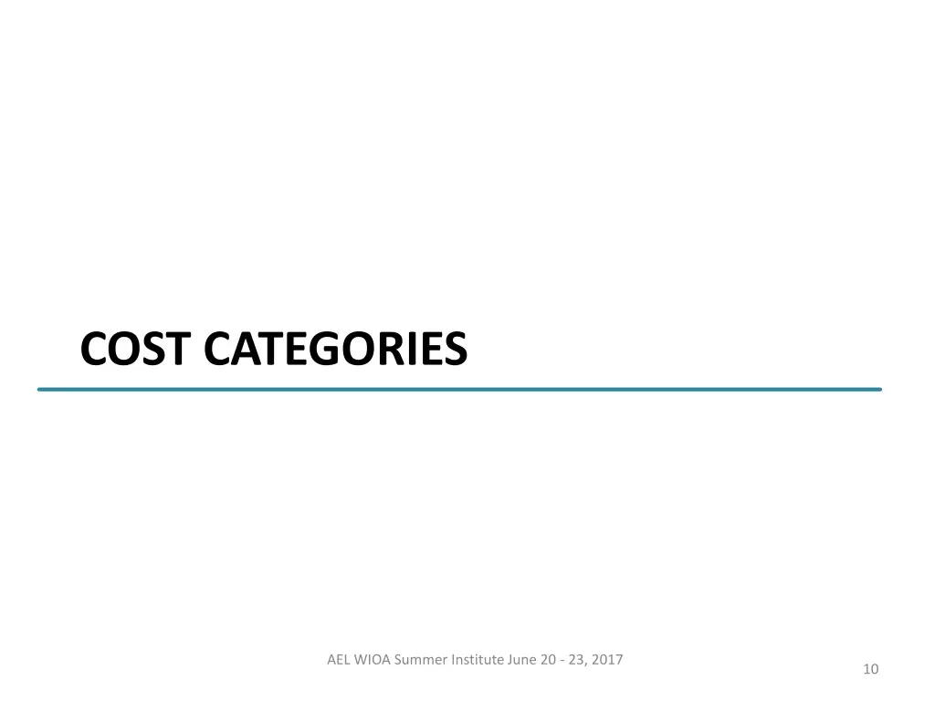 cost categories