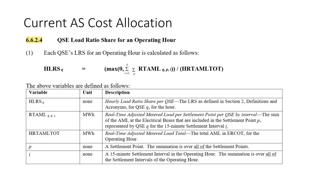 current as cost allocation 1