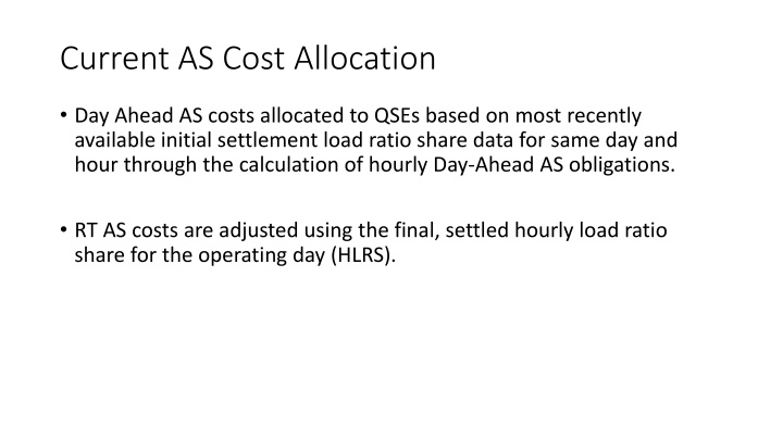 current as cost allocation