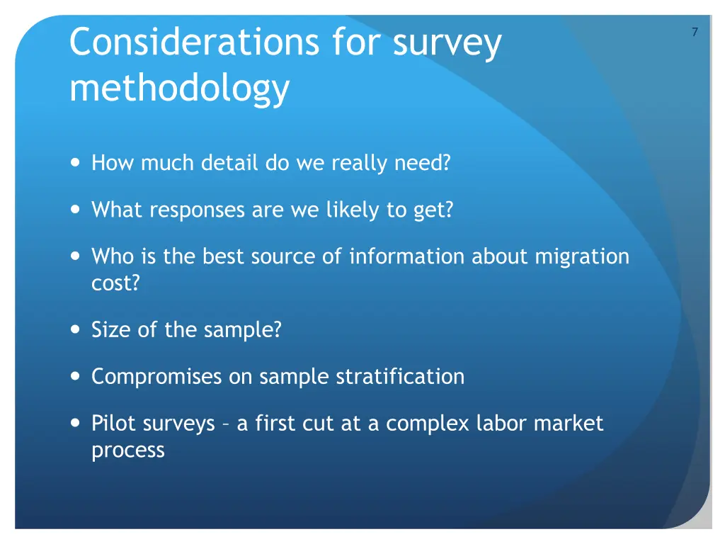 considerations for survey methodology