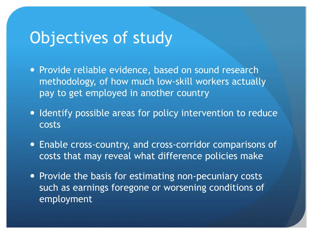 objectives of study