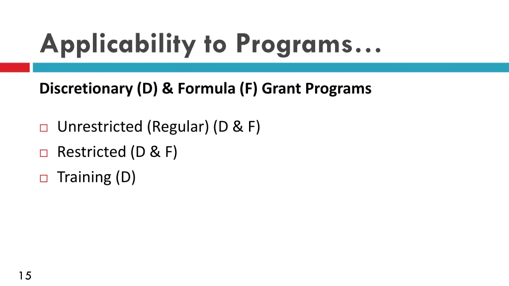 applicability to programs