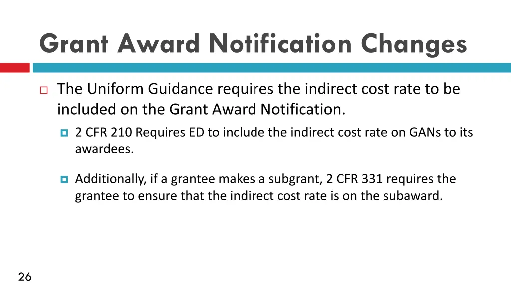 grant award notification changes