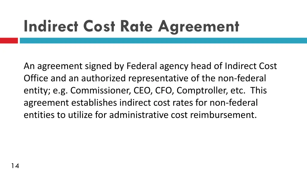 indirect cost rate agreement