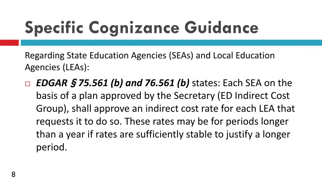 specific cognizance guidance 1