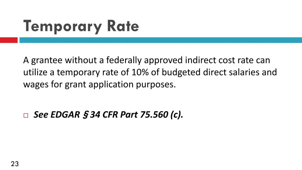 temporary rate