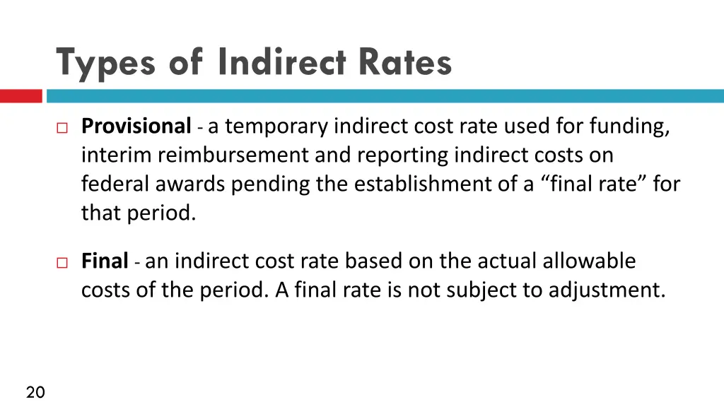 types of indirect rates 1