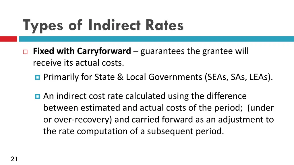 types of indirect rates 2