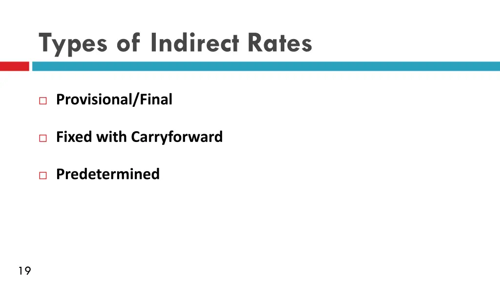 types of indirect rates