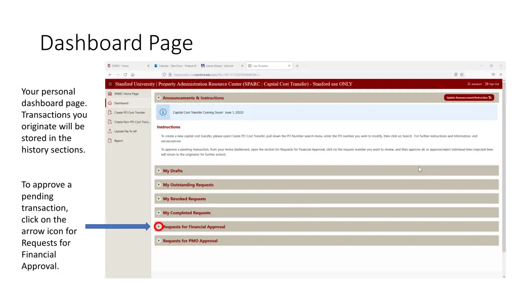 dashboard page