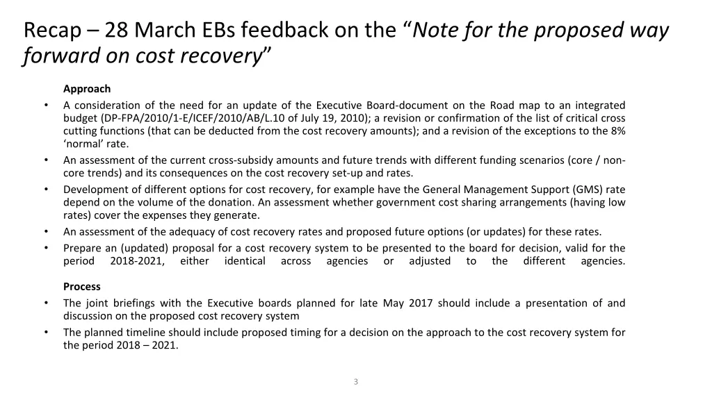 recap 28 march ebs feedback on the note